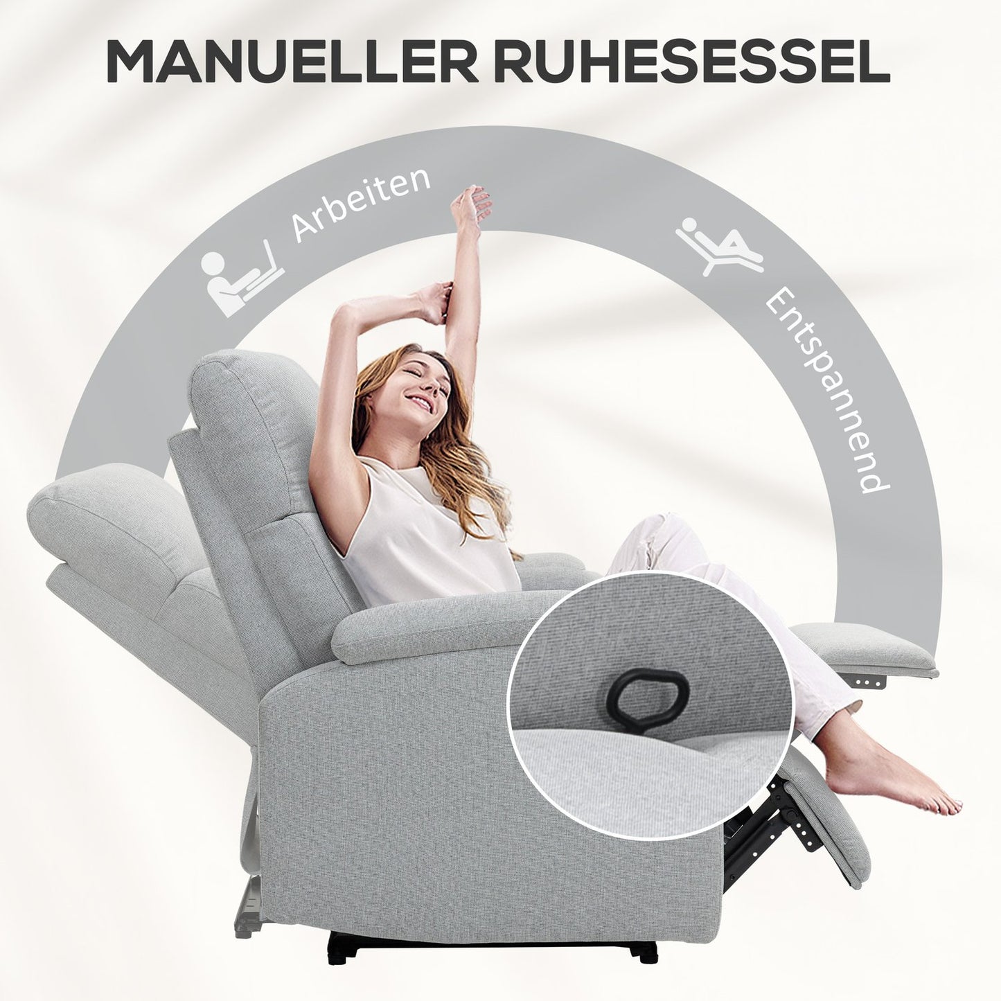 Gray armchair, linen upholstery, 150 kg capacity