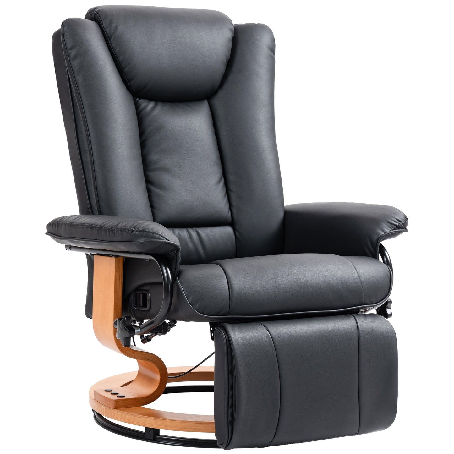 Swivel recliner, synthetic leather, black, 150 kg capacity