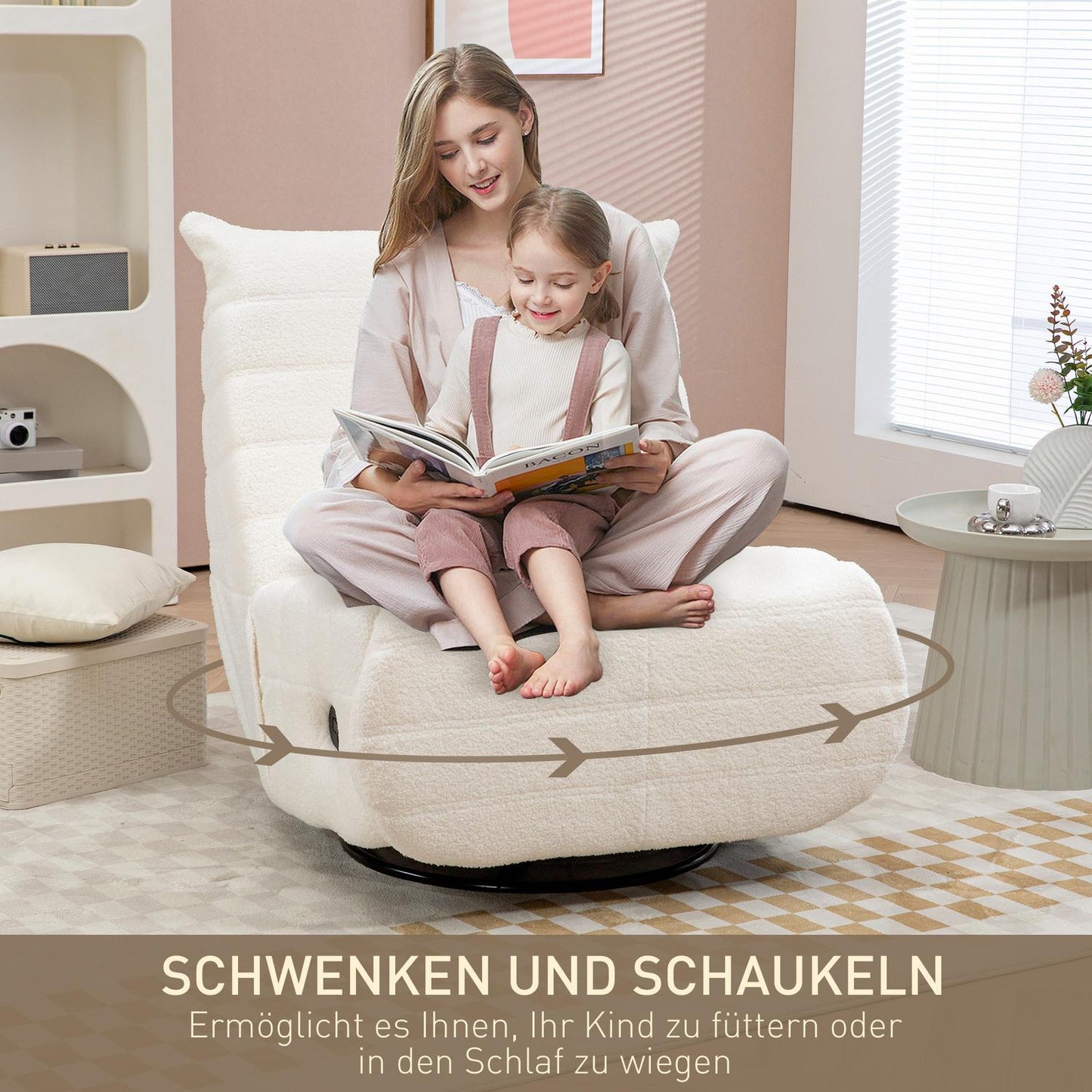 Swivel Recliner TV chair with swing, footrest, pocket spring
