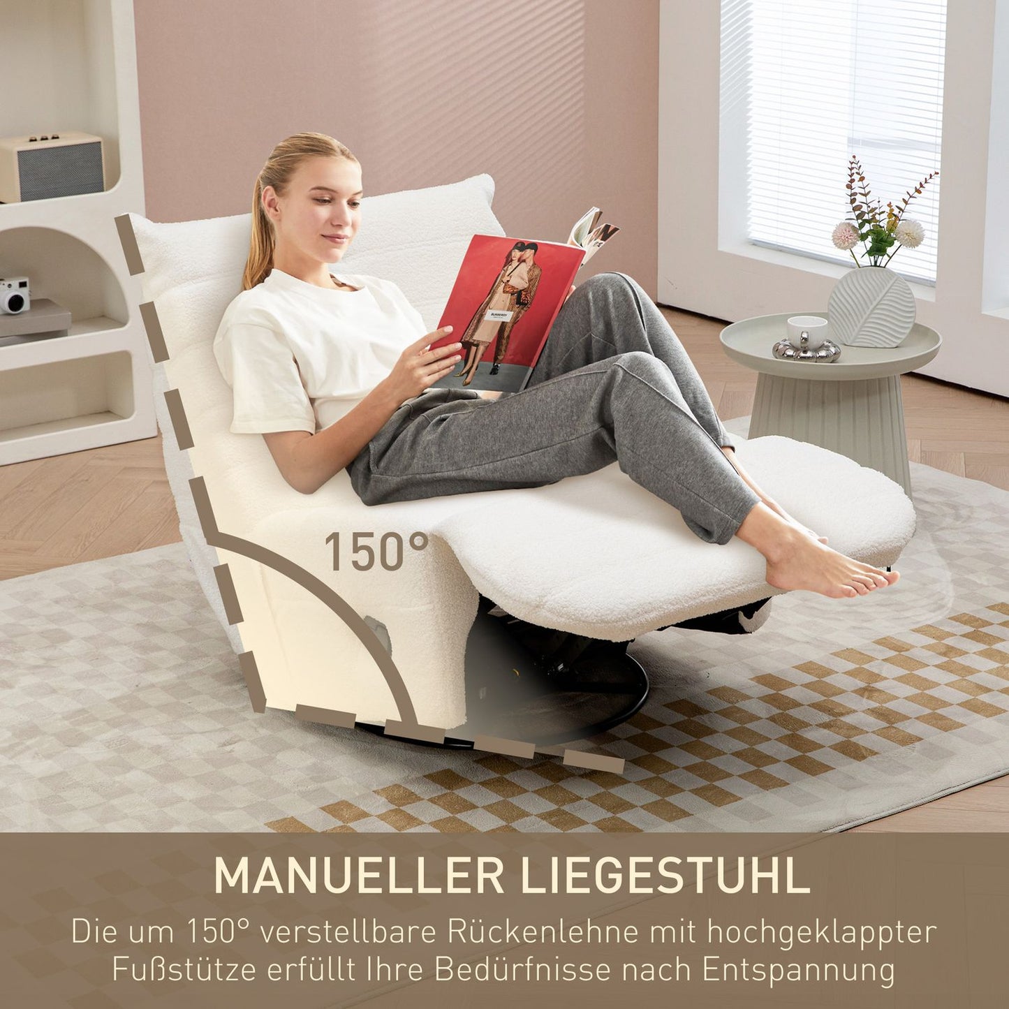 Swivel Recliner TV chair with swing, footrest, pocket spring