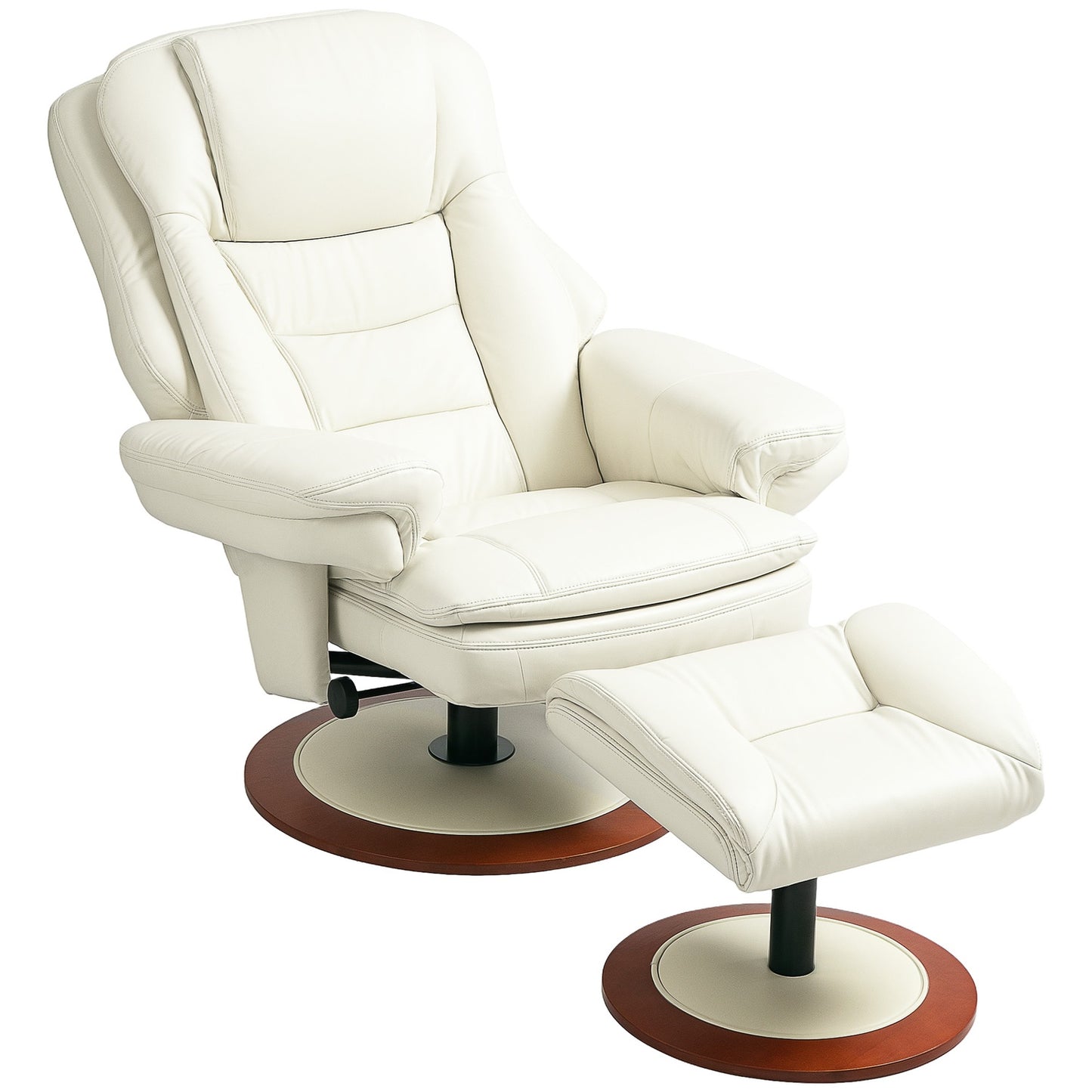 Reclining TV armchair and stool in artificial leather, capacity 150 kg