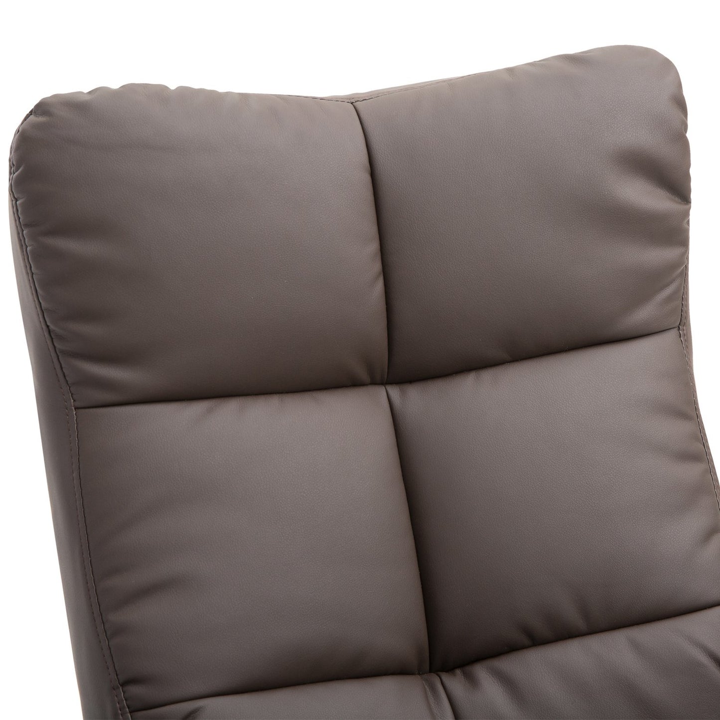 Armchair with ottoman, storage and swivel, brown PU