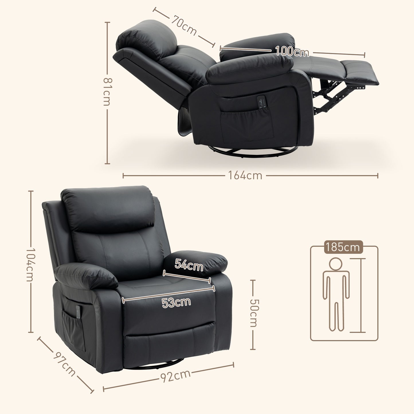 Massage armchair with rocking, 8-point vibration