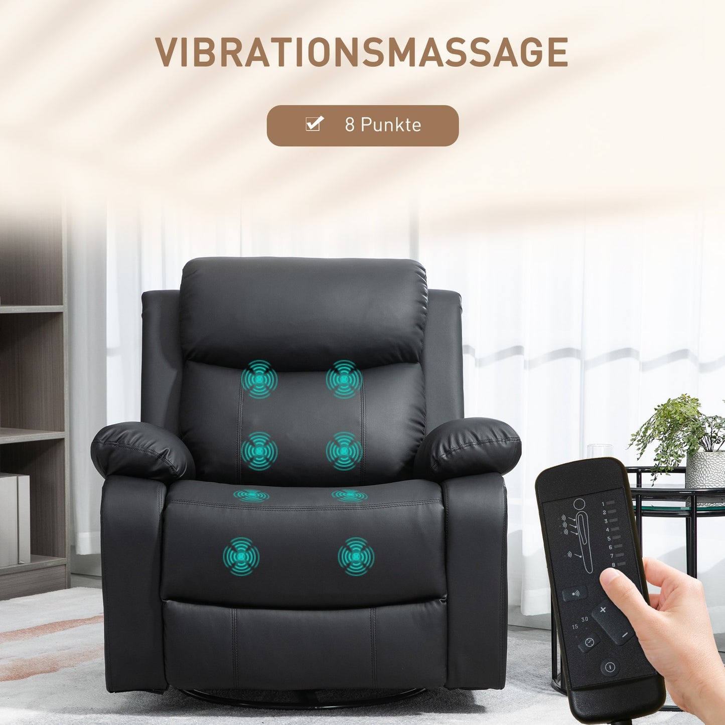 Massage armchair with rocking, 8-point vibration