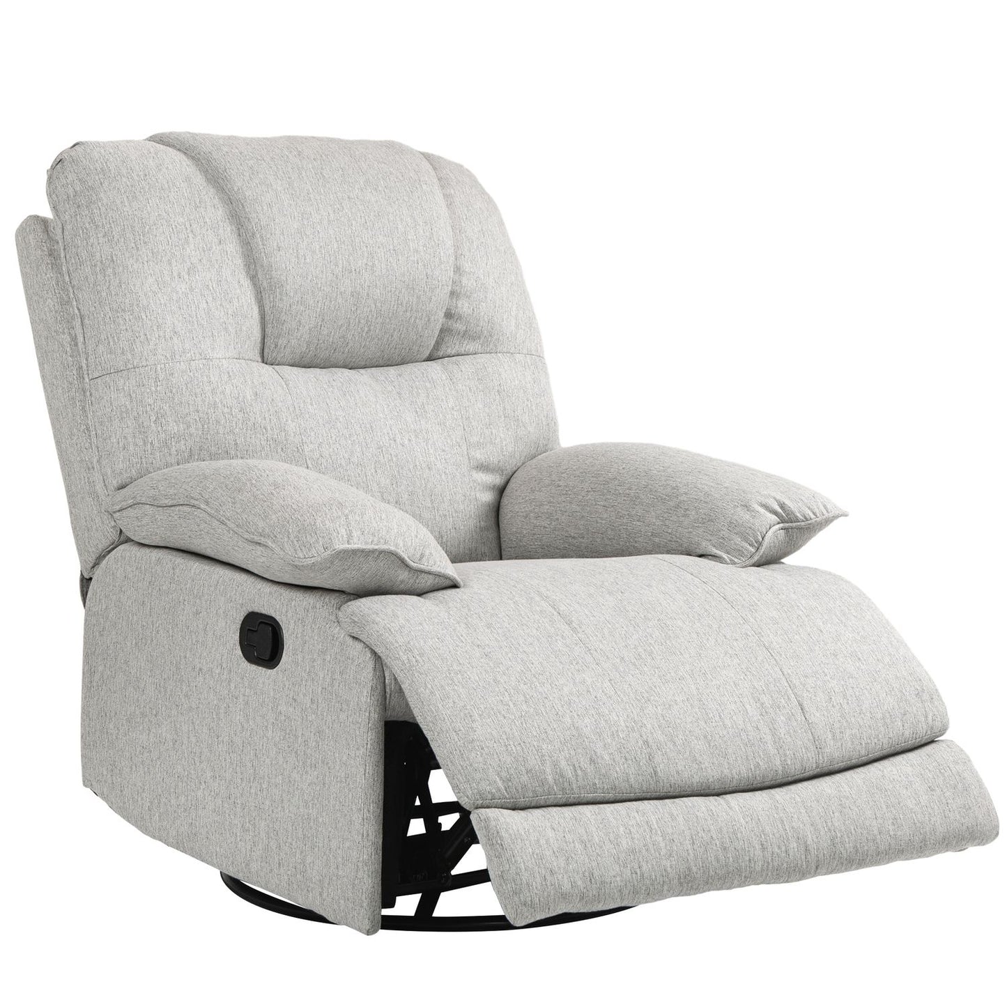 Gray reclining TV chair with footrest, linen upholstery