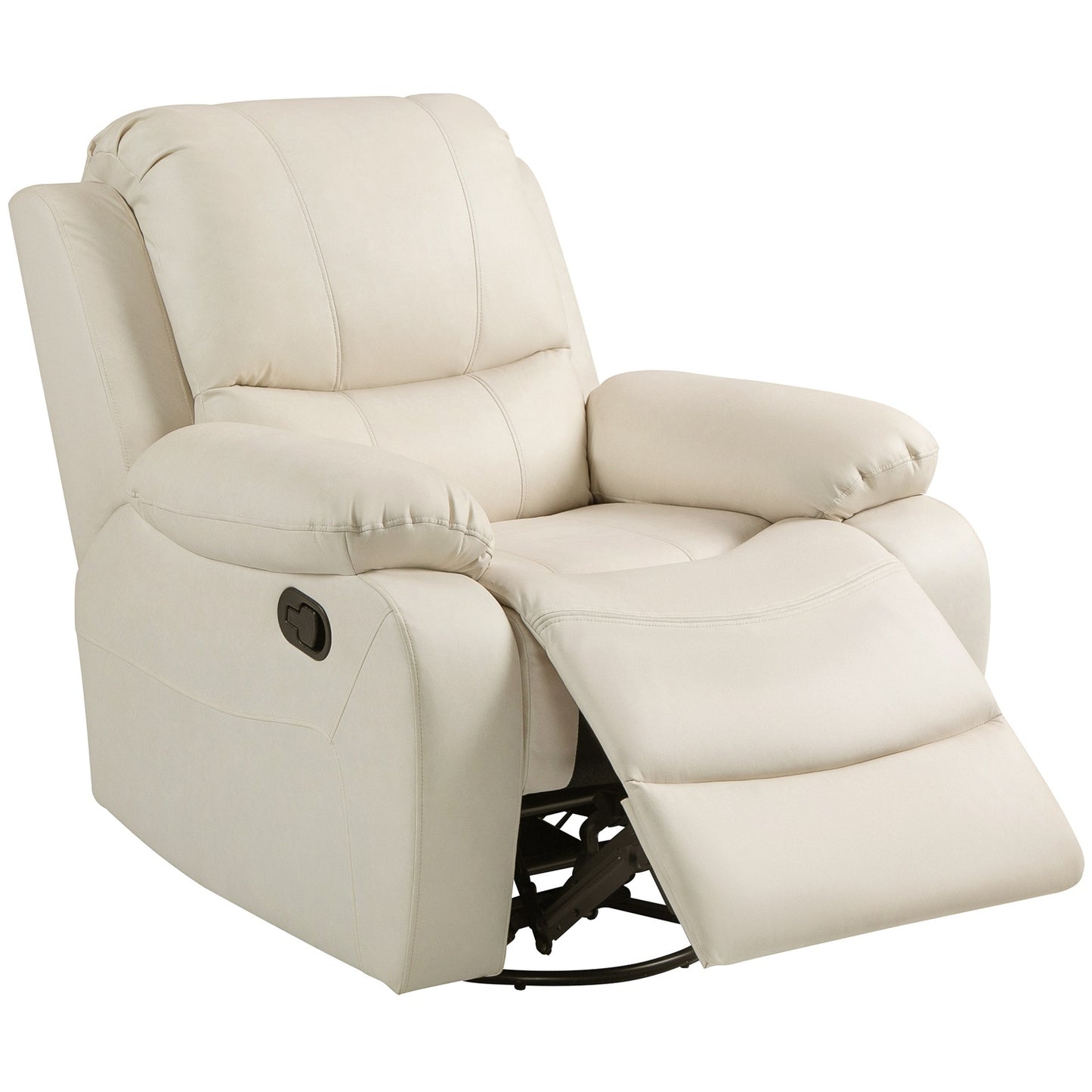 Lounger with footrest & swivel, cream upholstery
