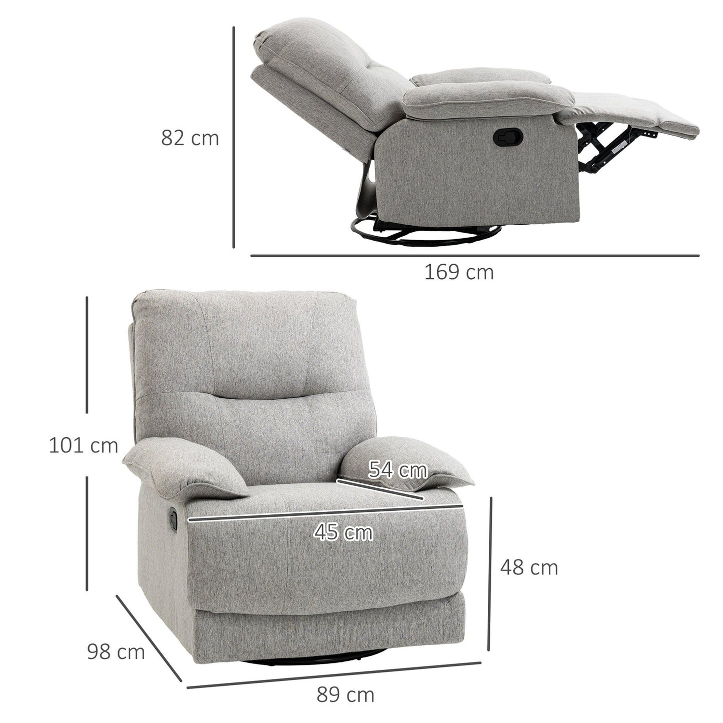 Lounger with swivel, footrest - living room & bedroom
