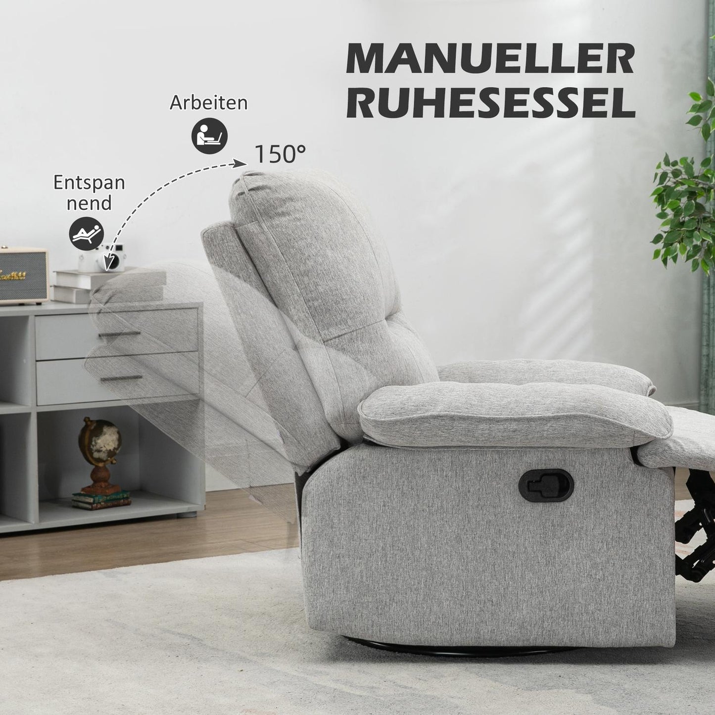 Lounger with swivel, footrest - living room & bedroom