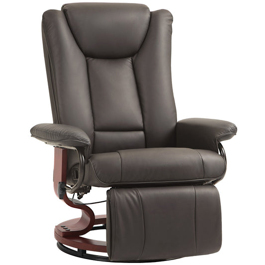 Reclining TV chair in artificial leather, Rotating, Brown, 150 kg Capacity