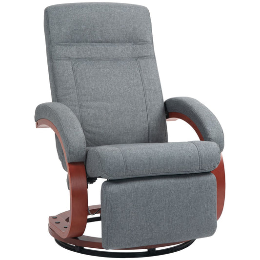 Reclining TV chair, swivel with adjustable backrest, gray fabric