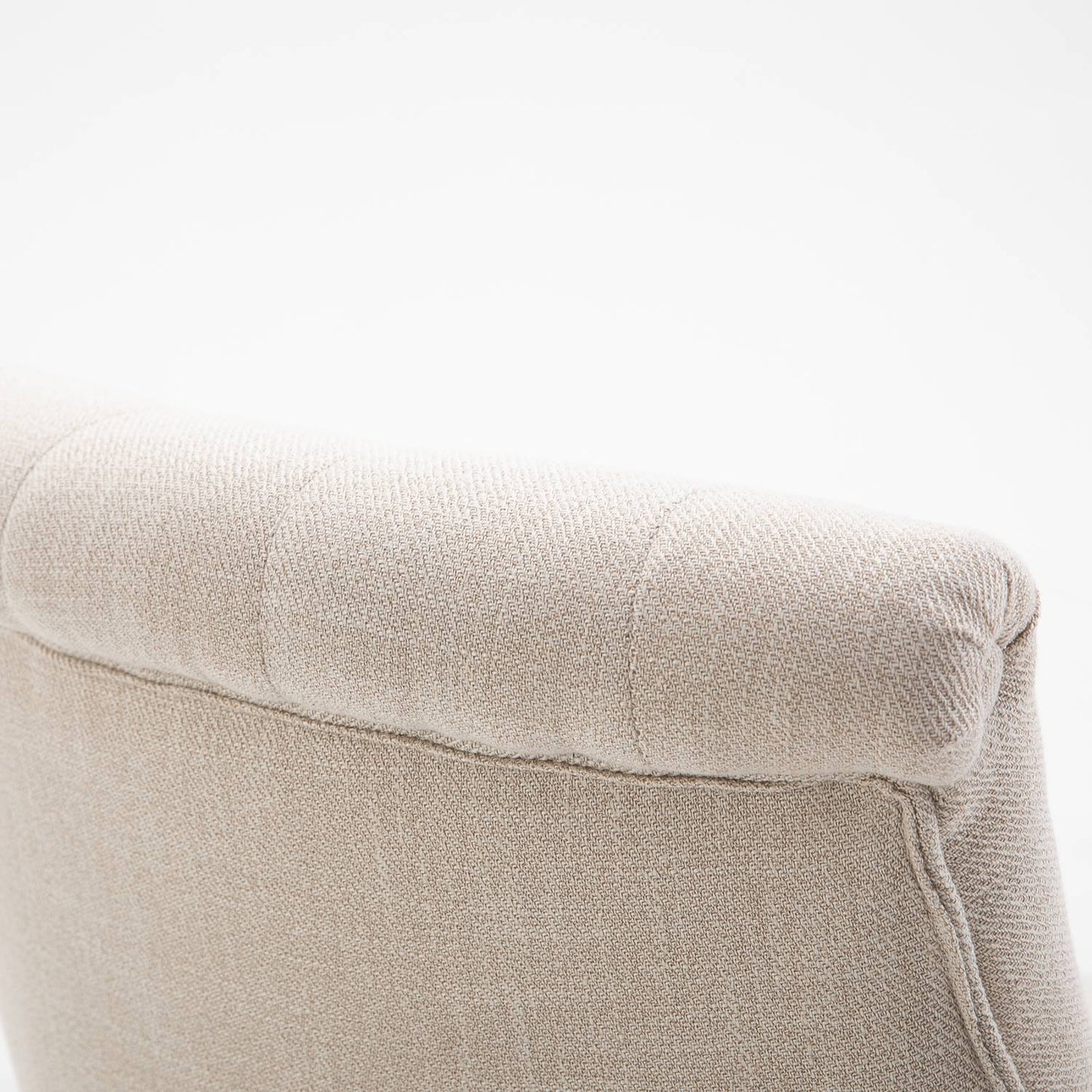 Creamy white linen look Lounge chair, wooden legs