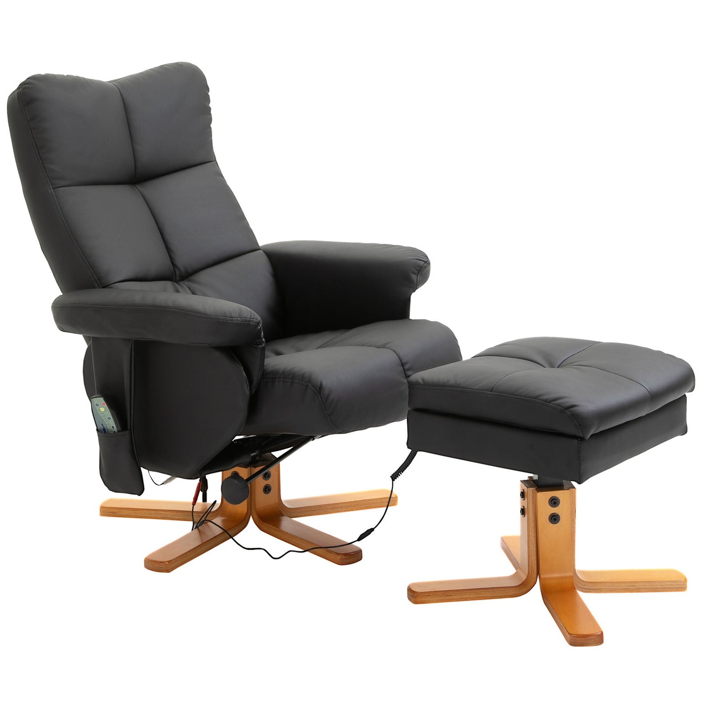 Massage chair Armchair with footstool, 145° tilt, black