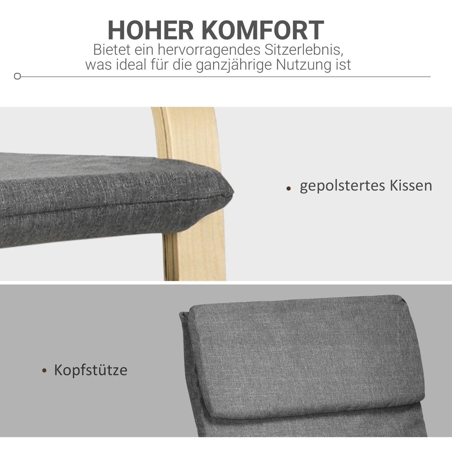 Lounge chair, dark gray birch wood, living room comfort
