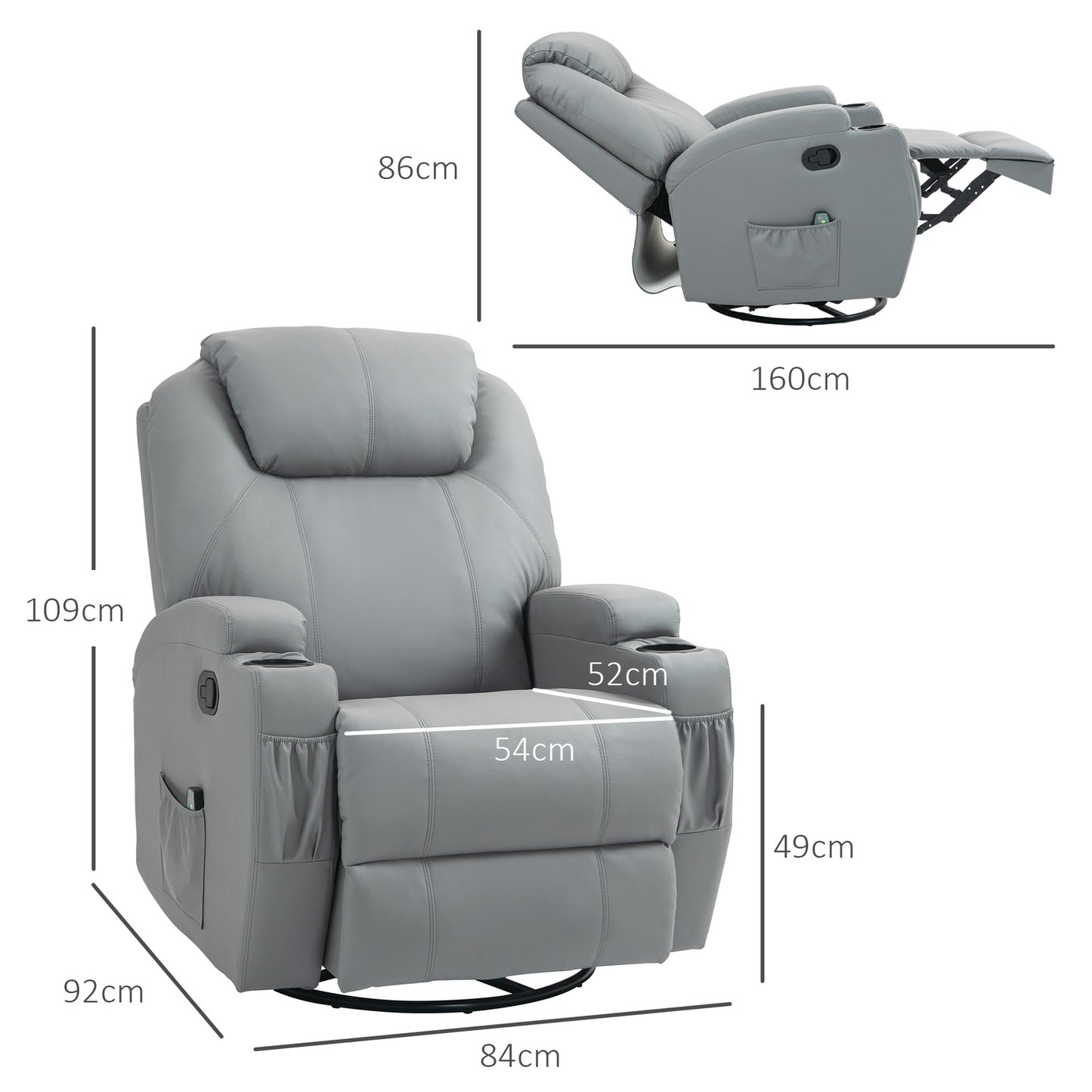 Electric massage chair with swivel and tilt functions