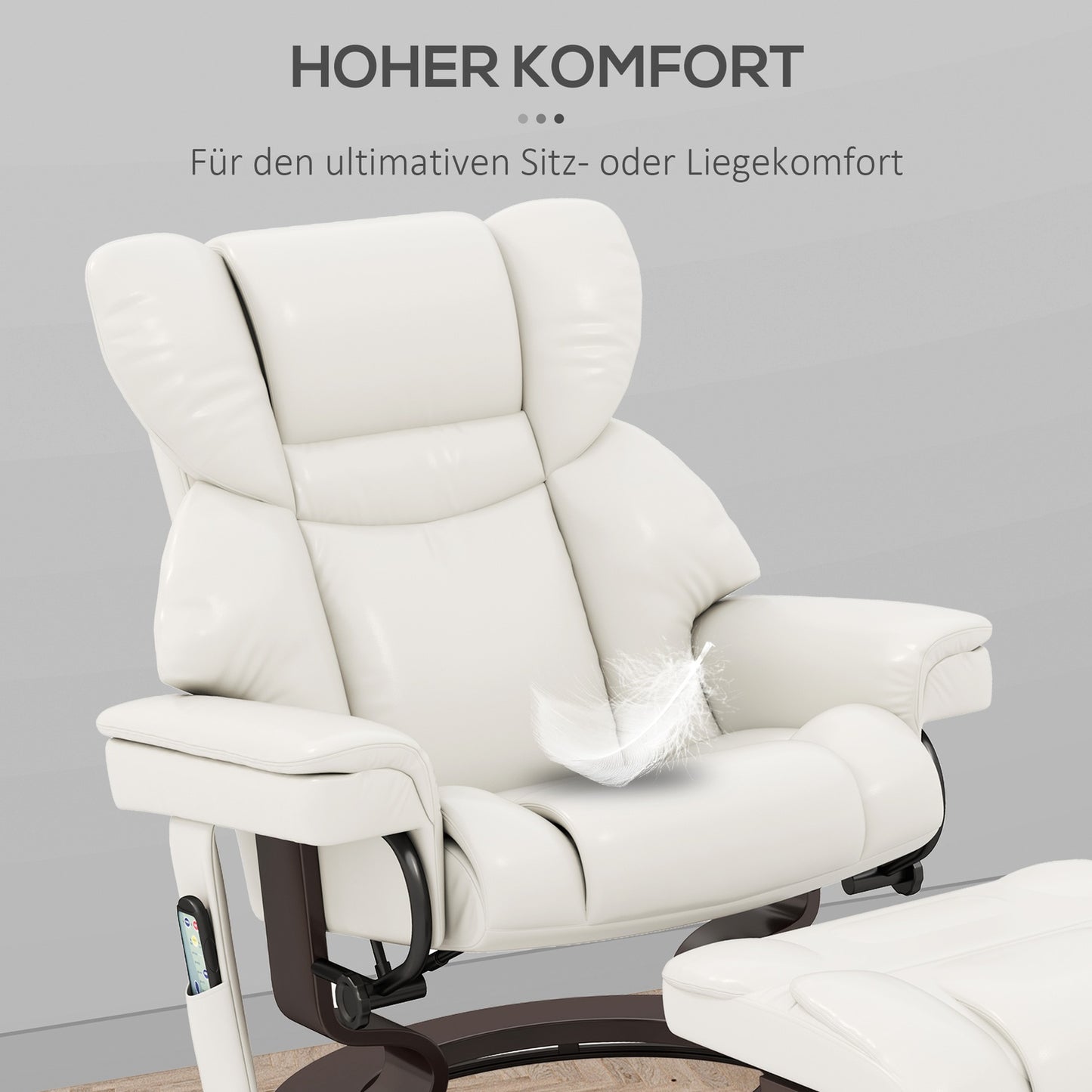 Electric recliner with ottoman, artificial leather, cream