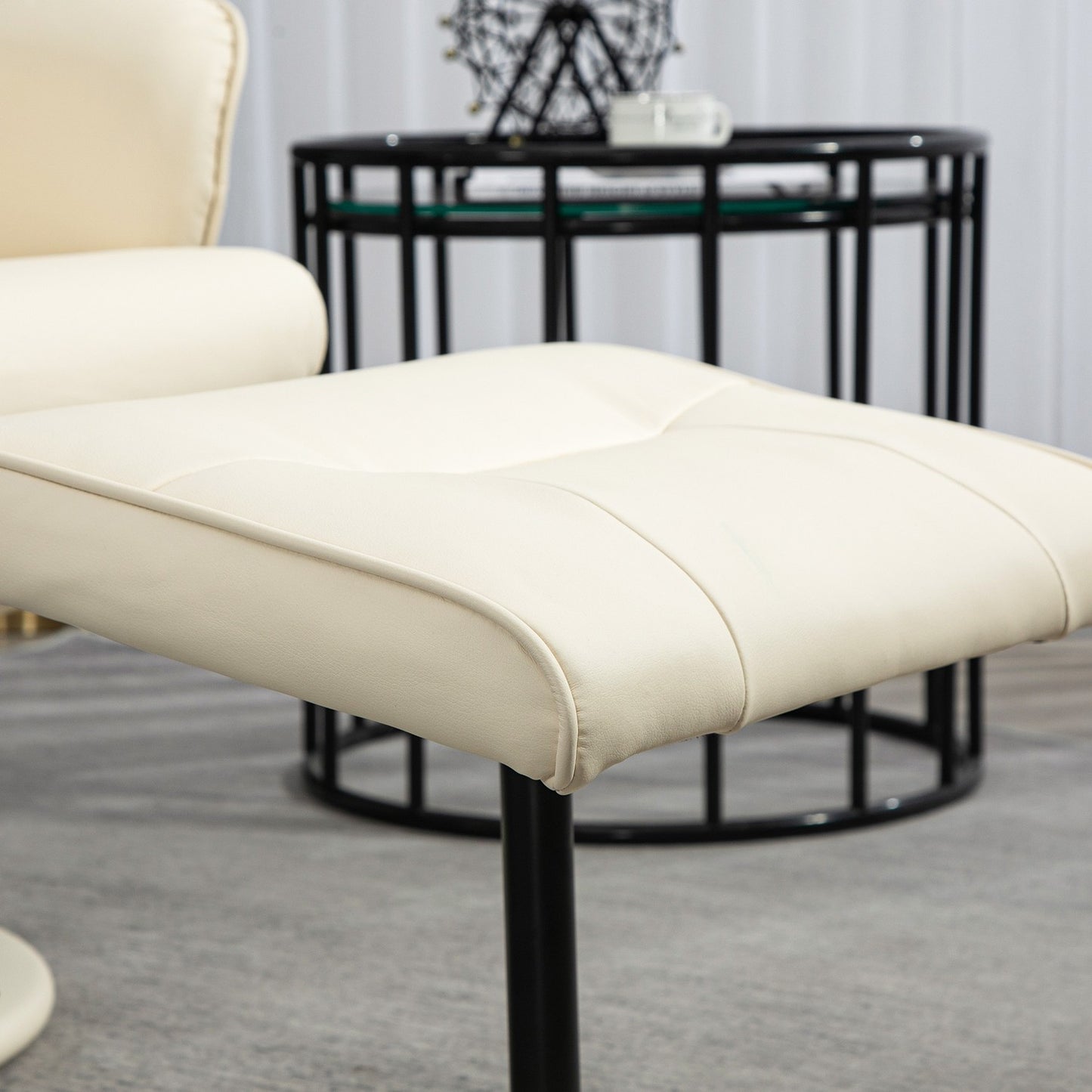 Electric recliner massage chair with footstool, cream white
