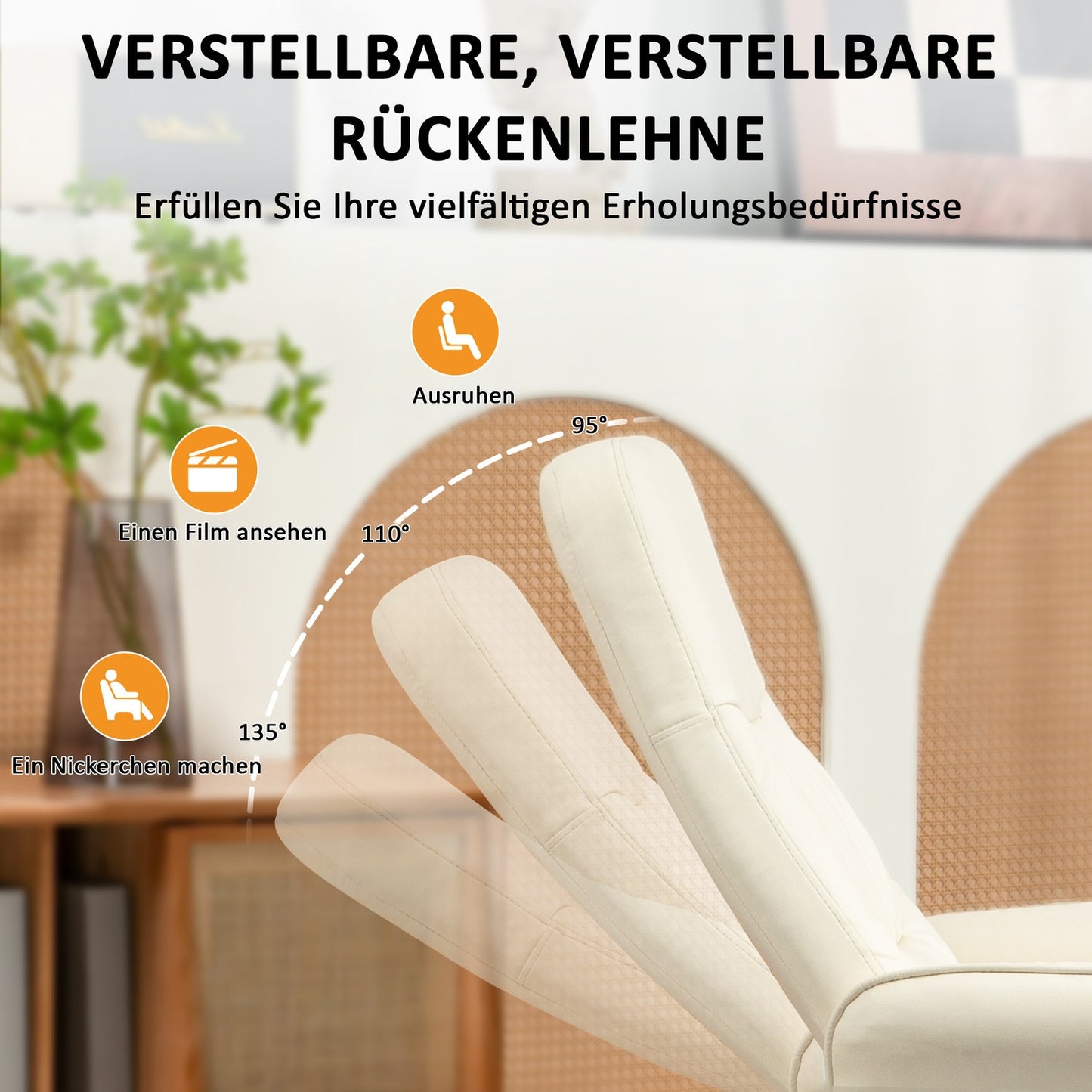 Electric recliner massage chair with footstool, cream white