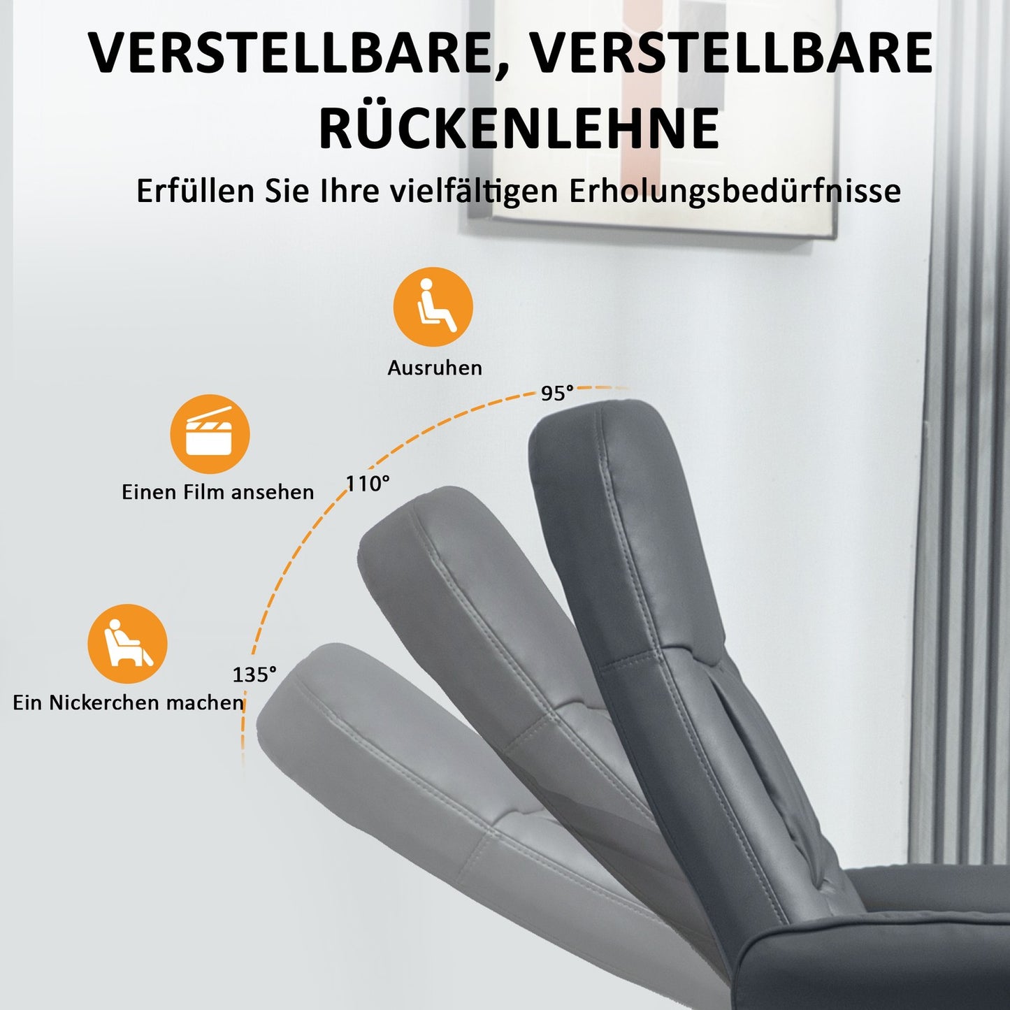 Electric massage chair, synthetic leather, dark grey