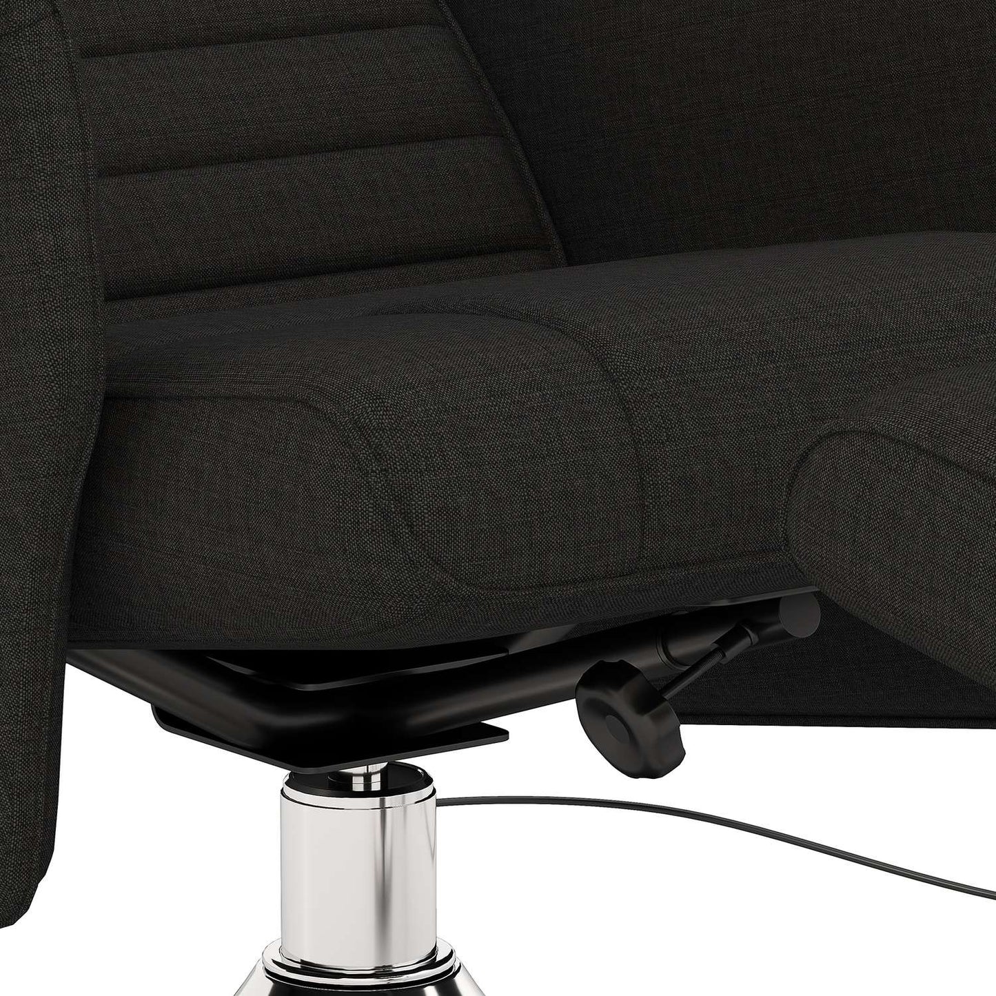 Rotating reclining massage chair with ottoman, black linen