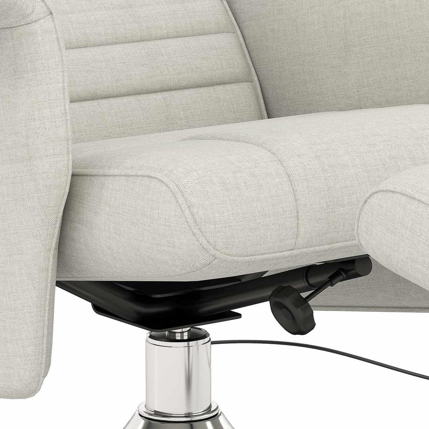 Cream-white reclining massage chair with footstool, 8-point vibration