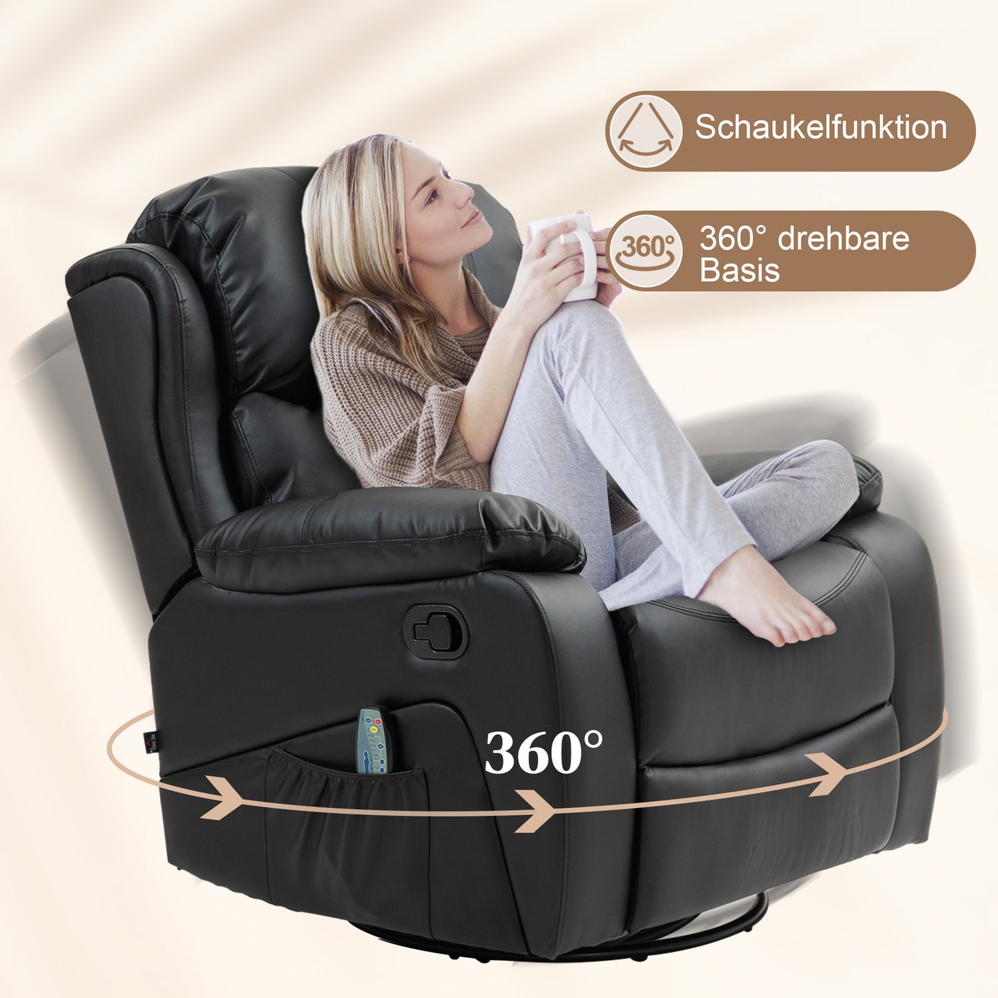 Electric recliner with massage and heating function