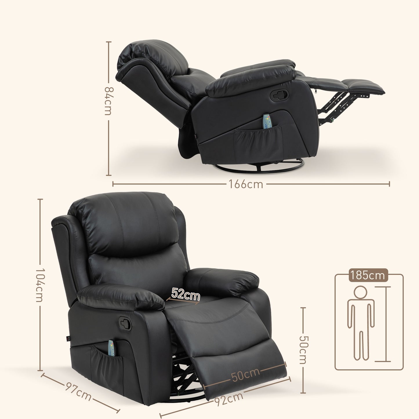 Electric recliner with massage and heating function