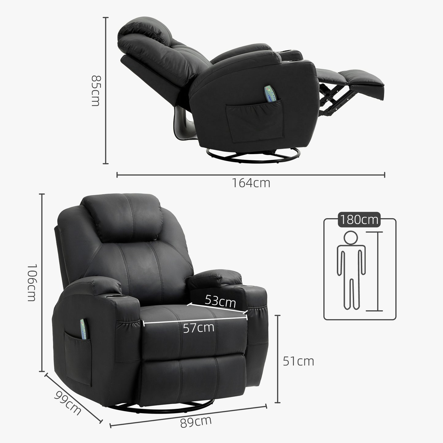Electric recliner with massage and rocking function