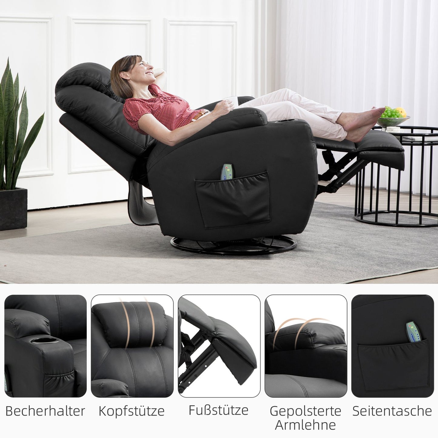 Electric recliner with massage and rocking function