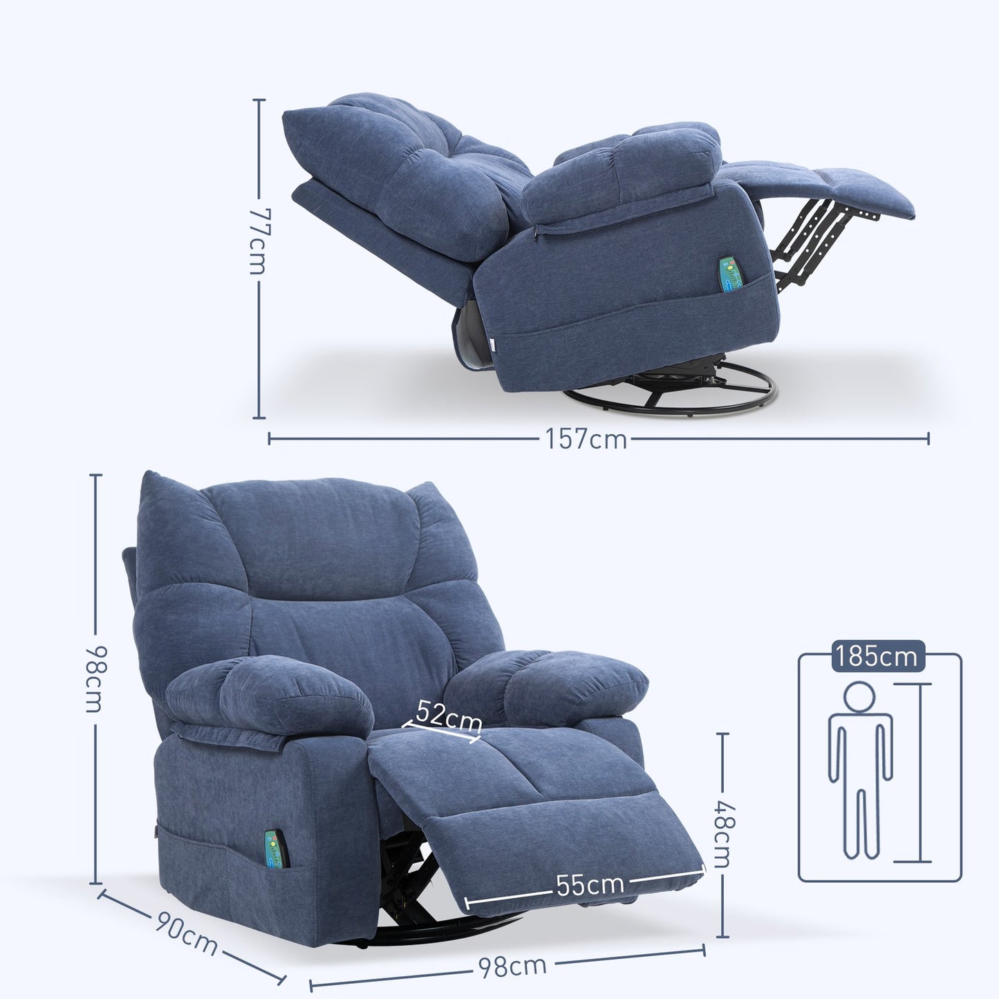 Electric massage chair with heat and swivel