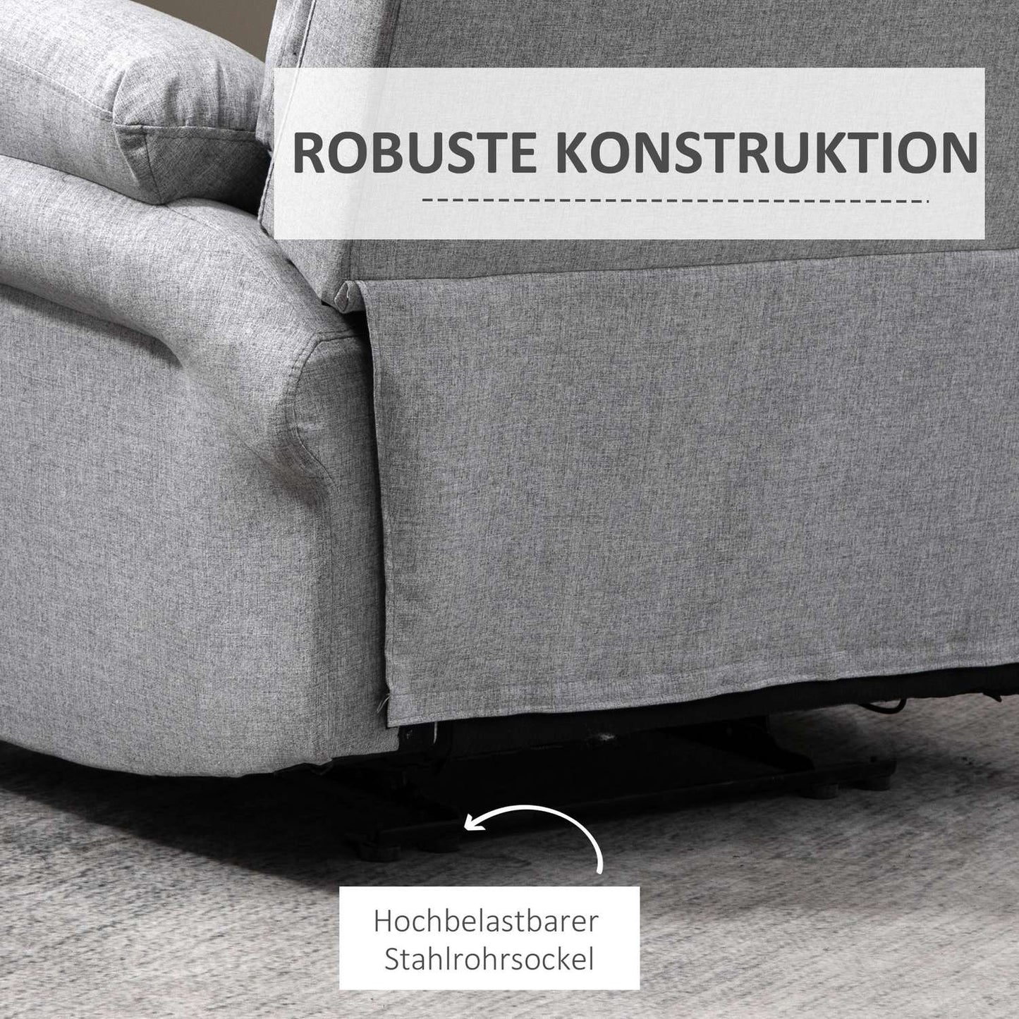 Light gray recliner with 165° tilt & foldable footrest