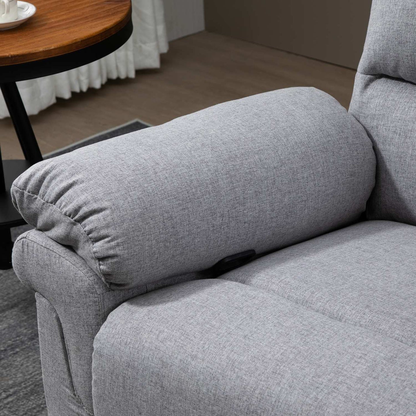 Light gray recliner with 165° tilt & foldable footrest