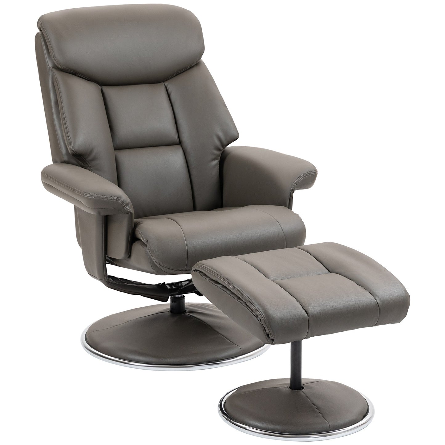 Reclining TV chair in artificial leather with rocker and stool