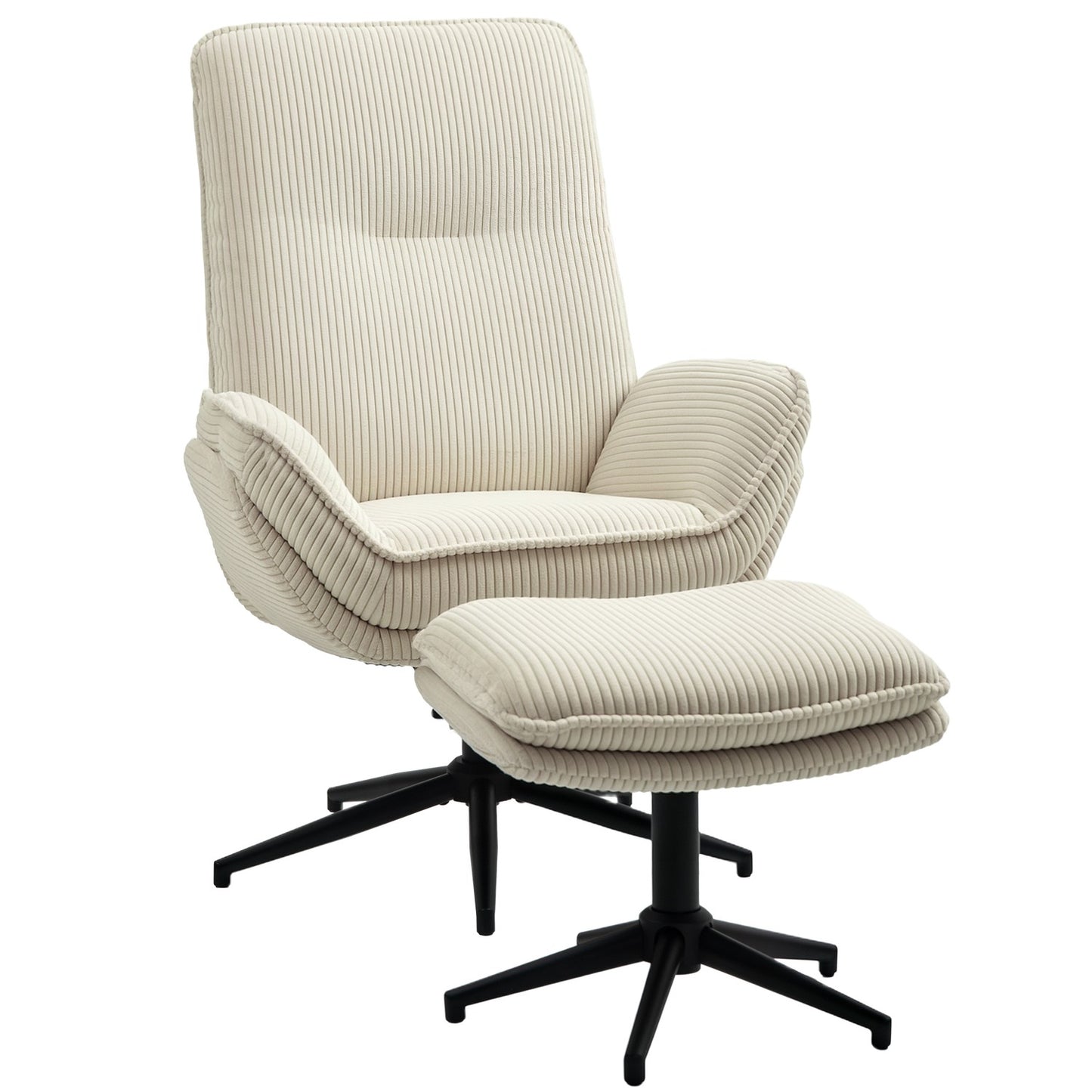 Lounger Beige with 360° rotatable and stool