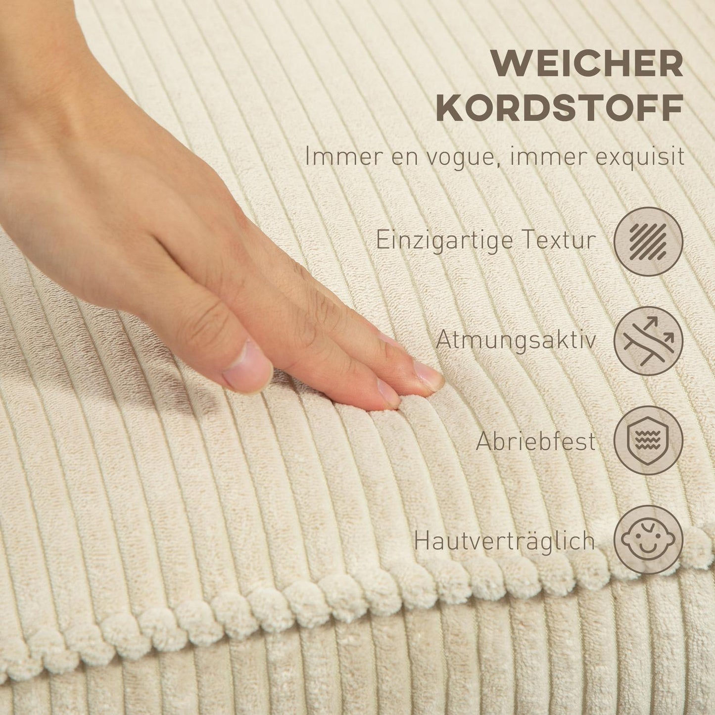 Lounger Beige with 360° rotatable and stool