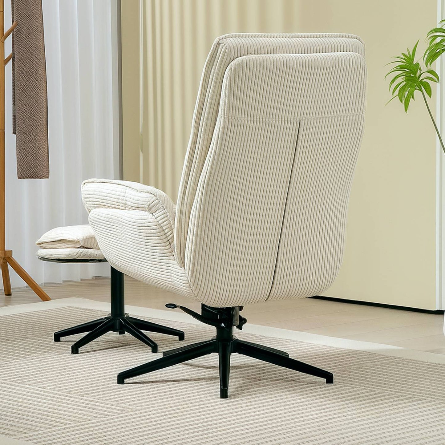 Lounger Beige with 360° rotatable and stool