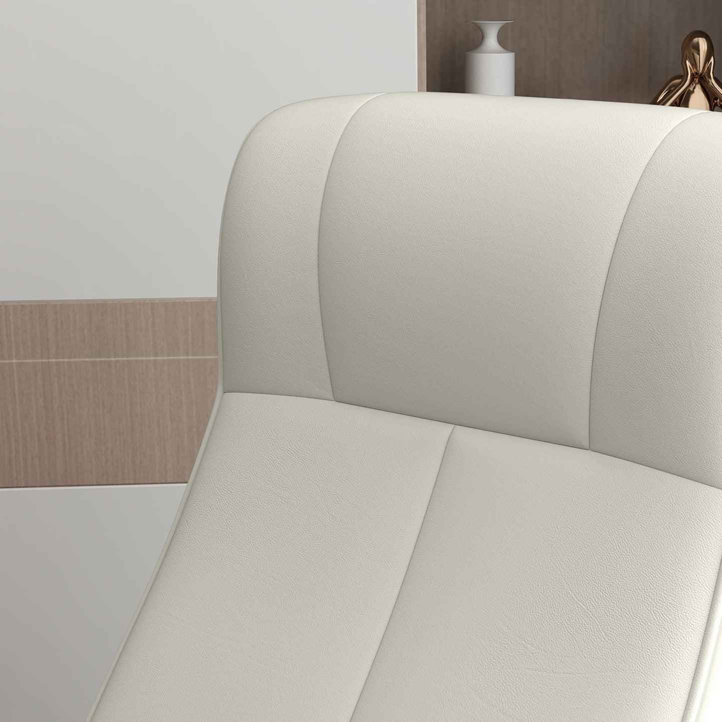 Reclining microfiber TV chair with stool, cream white