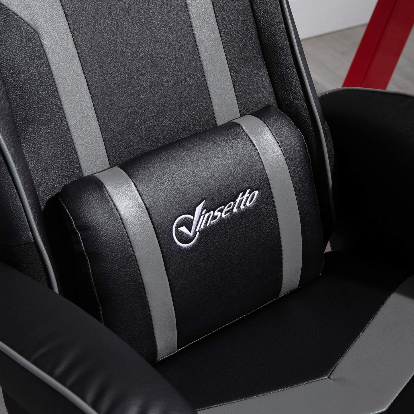 Lounger with stool, reclining 130°, black-grey
