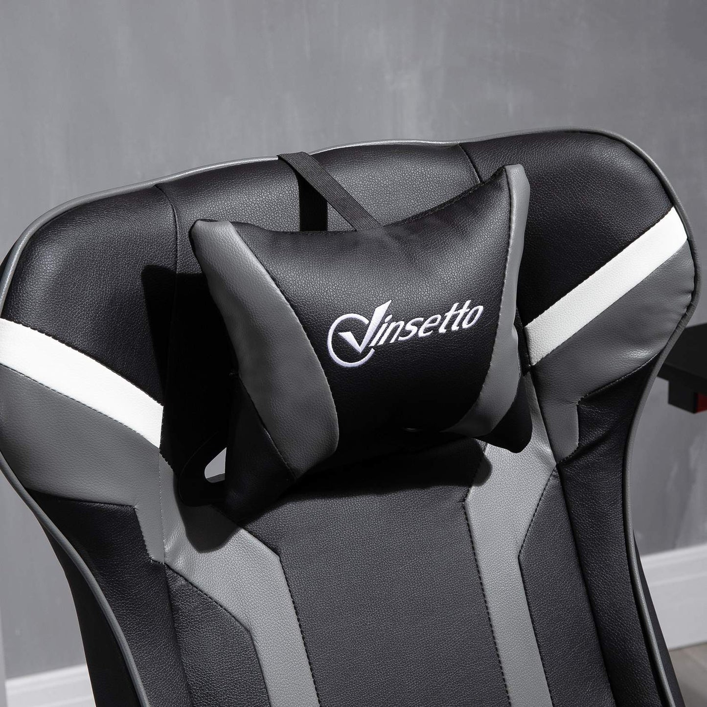 Lounger with stool, reclining 130°, black-grey