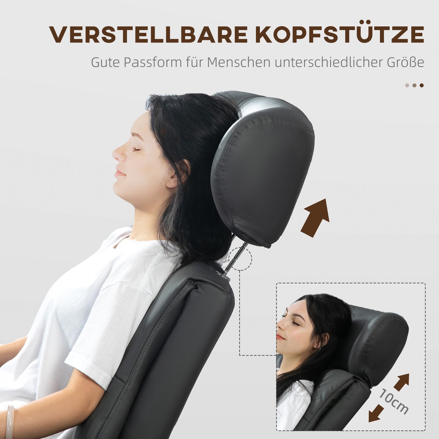 Lounger with ottoman, adjustable tilt, dark gray artificial leather