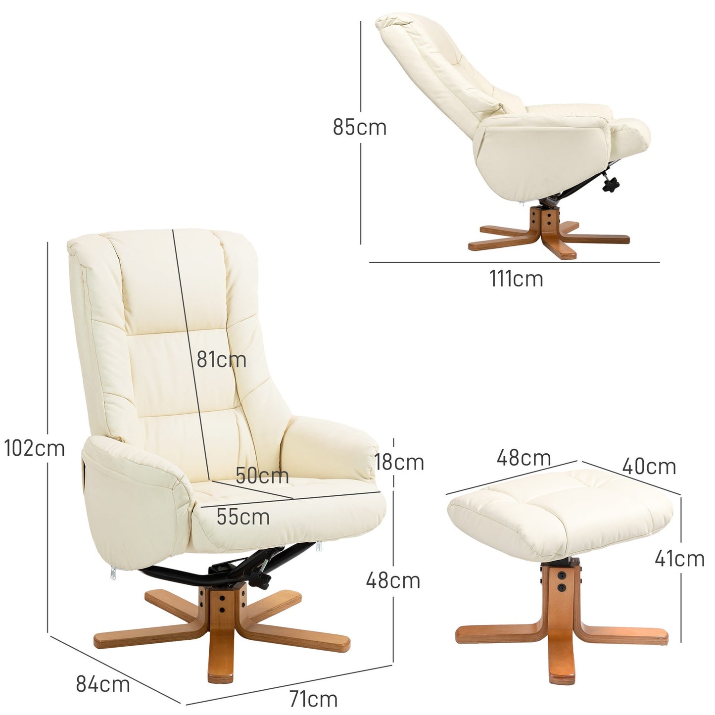Lounger with rocker & high backrest for living room