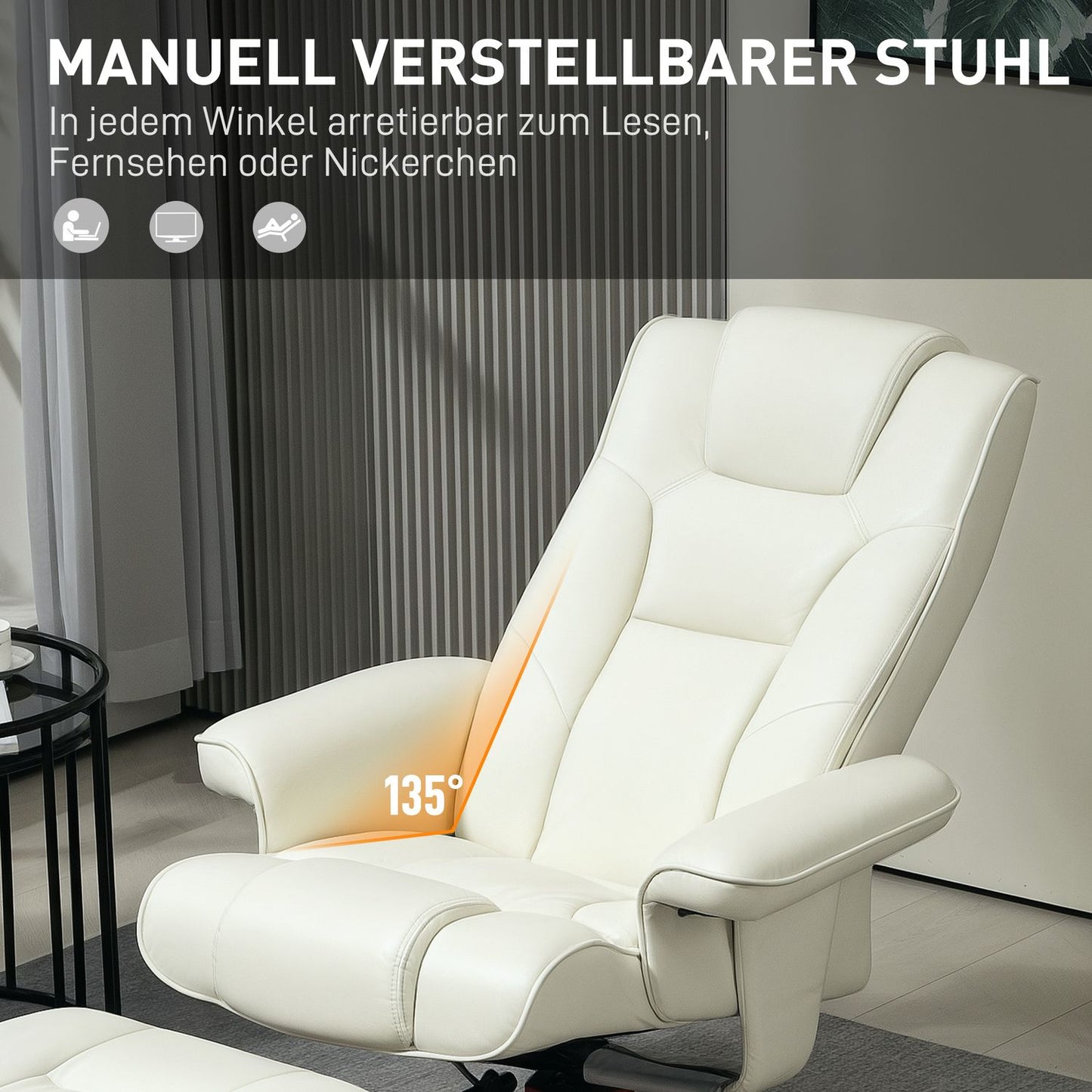 Lounger with rocking and lying function, cream