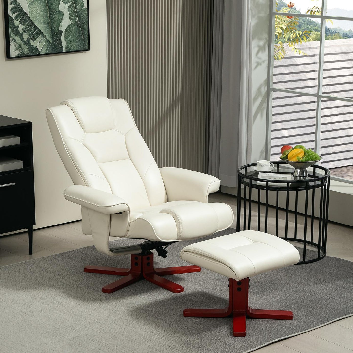 Lounger with rocking and lying function, cream