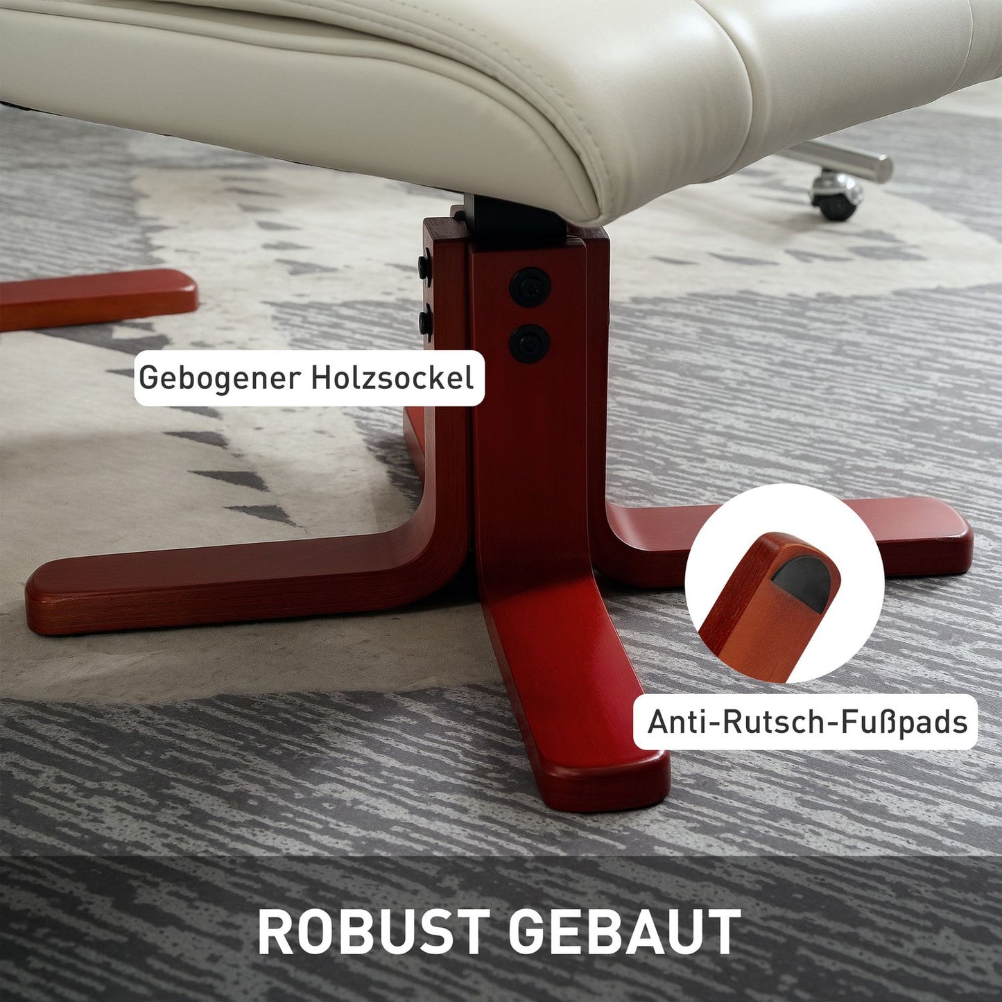 Lounger with rocking and lying function, cream