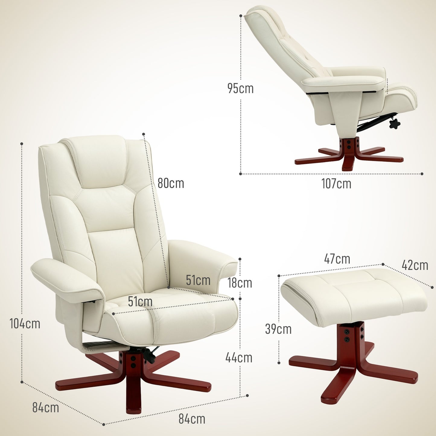 Lounger with rocking and lying function, cream