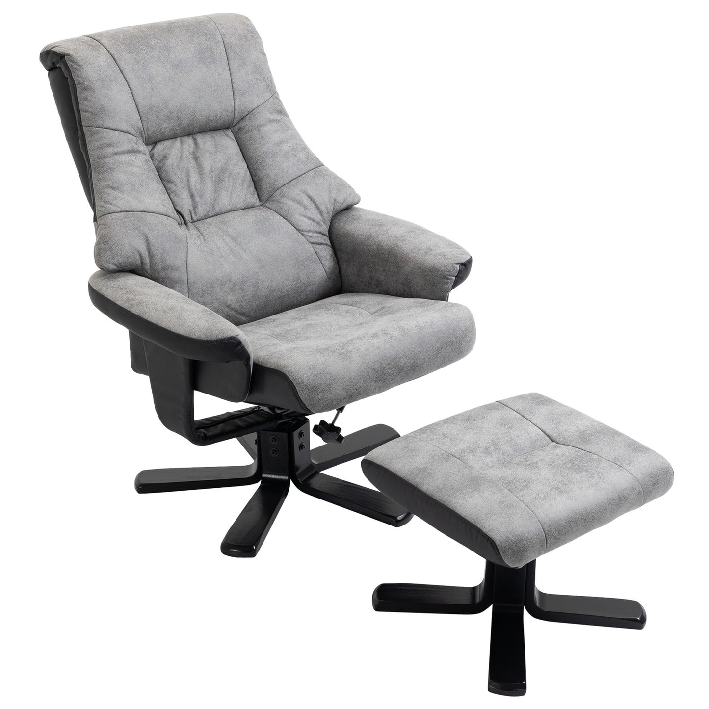 Rotating recliner with stool, microfibre grey