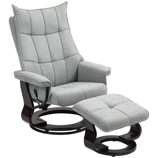 Gray Velvet Recliner Chair with Ottoman, swivel rocker