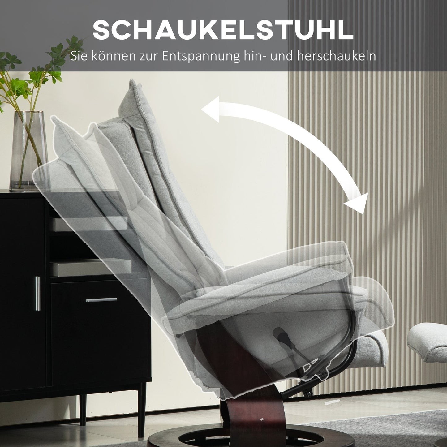 Gray Velvet Recliner Chair with Ottoman, swivel rocker