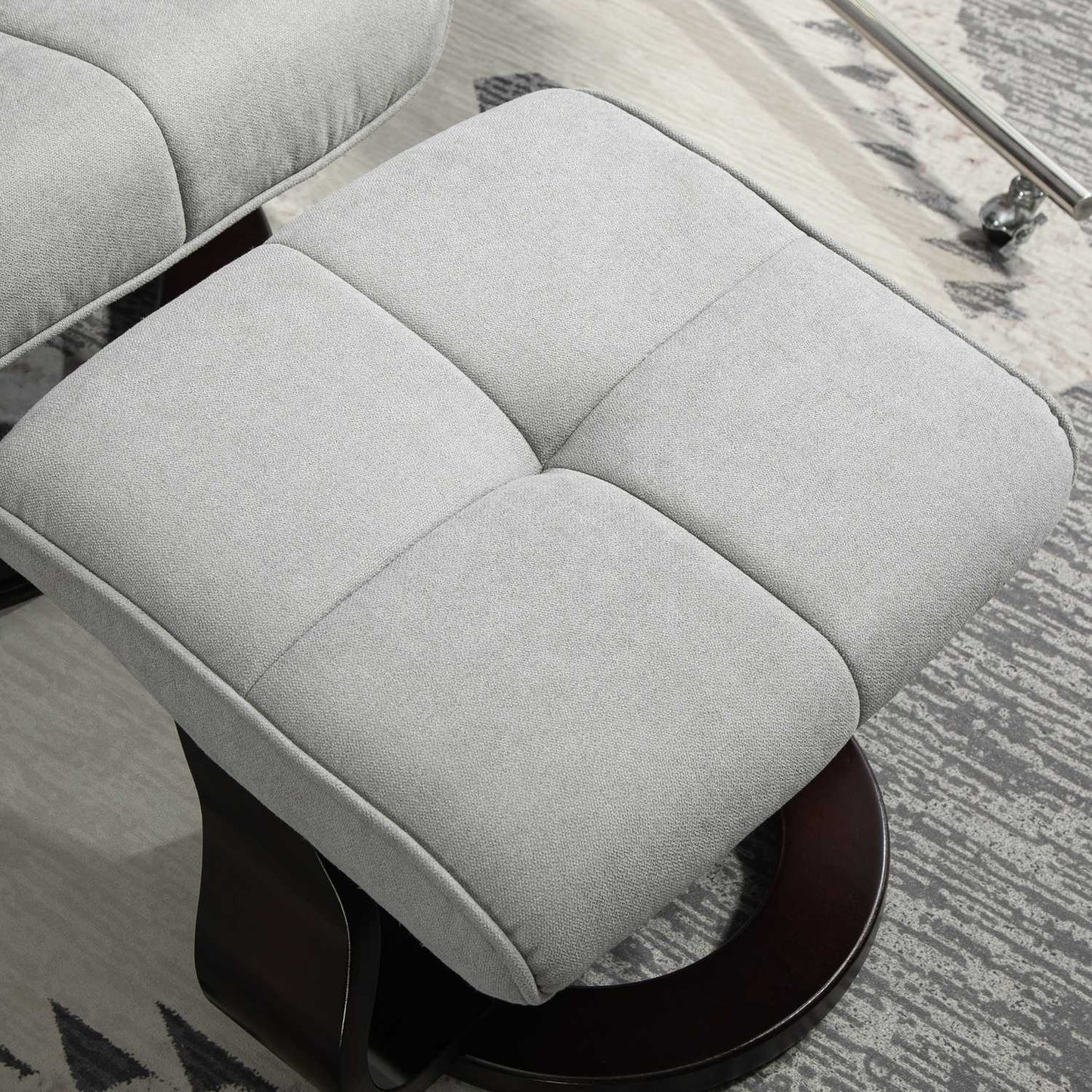 Gray Velvet Recliner Chair with Ottoman, swivel rocker