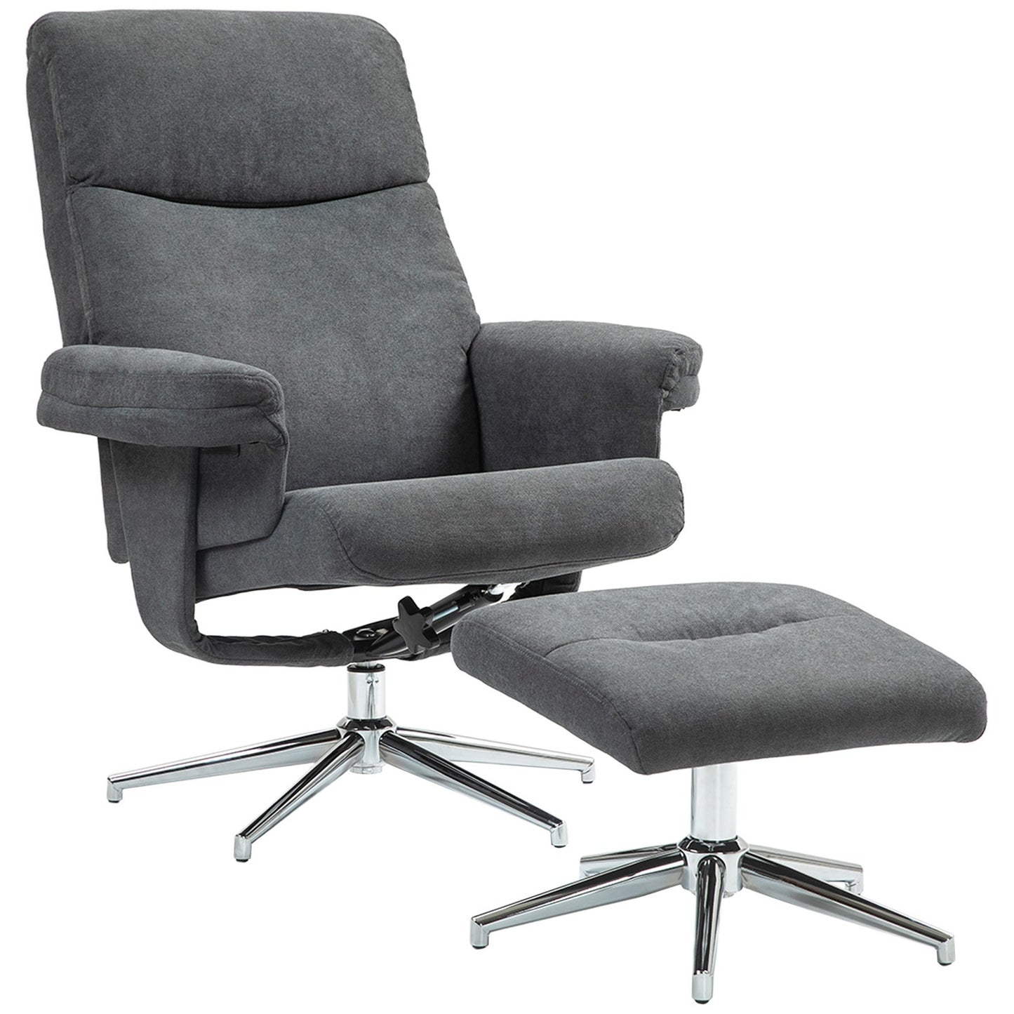 Relaxation armchair seat set, velvet look, up to 150 kg, dark grey
