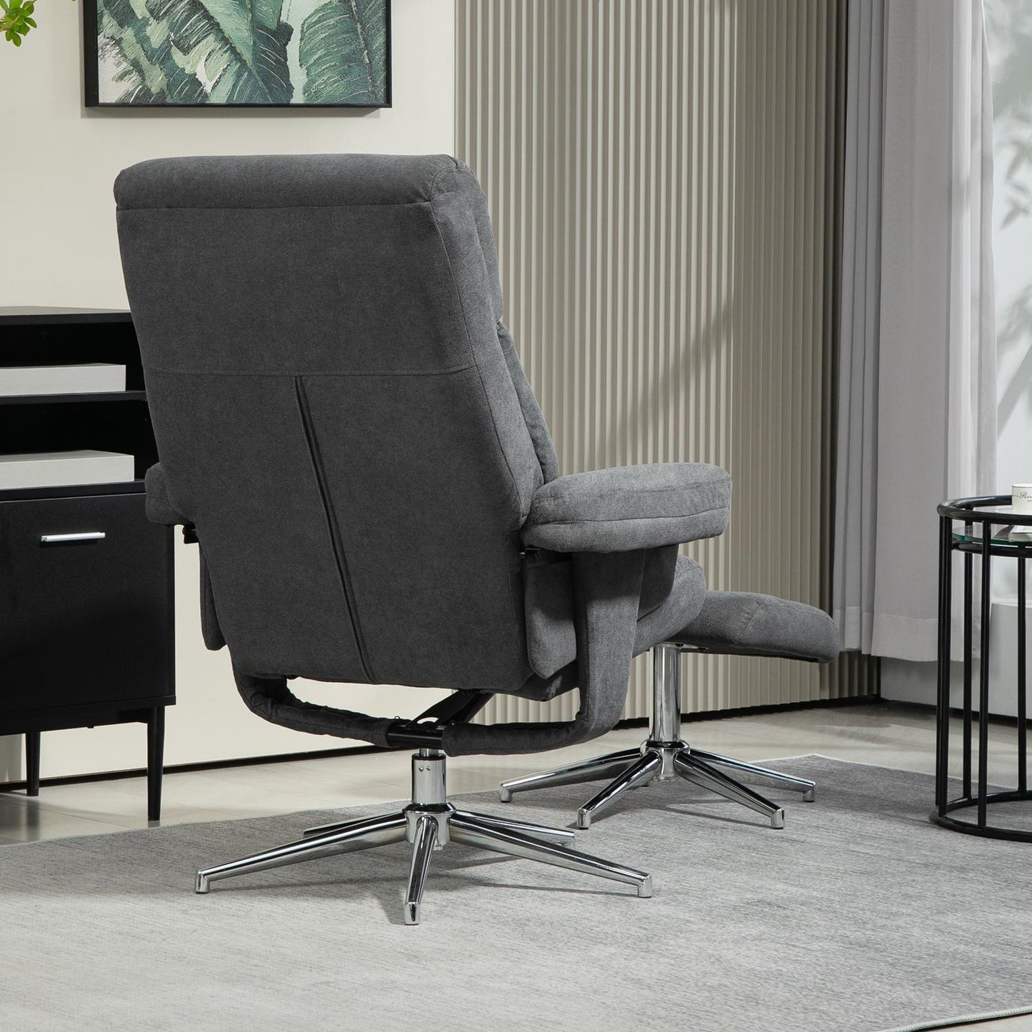 Relaxation armchair seat set, velvet look, up to 150 kg, dark grey